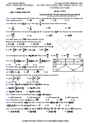 Đề thi THPT Quốc gia môn Toán - Đề số 86 - Năm học 2019-2020 - Lê Nguyên Thạch (Có đáp án)